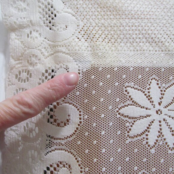 JC Penney Set of 3 Floral Lace Curtains Ivory Cream Scalloped Edges 72 x 42.5" - Picture 16 of 16